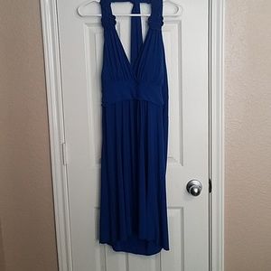 Blue flower detailed halter dress